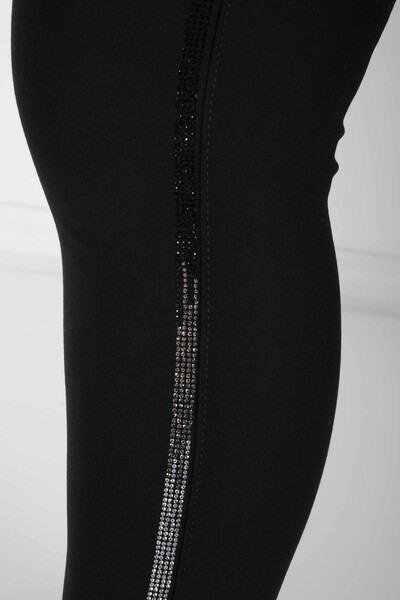 Hose mit Streifen und Steinstickerei in Schwarz - 3721 | KAZEE (4er-Set 36-38-40-42) - 3