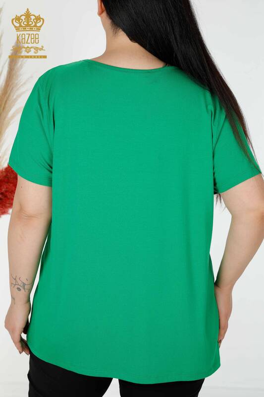 Wholesale Women's Blouse Tulle Detailed Green - 78996 | KAZEE