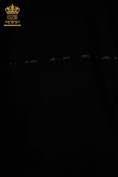 Hurtownia bluzek damskich z haftowanym kamieniem w kolorze czarnym - 79057 | KAZEE - Thumbnail