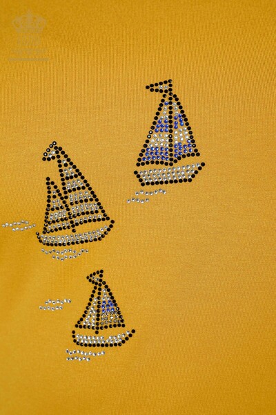 Hurtownia bluzek damskich z haftowanym kamieniem szafranowym - 78936 | KAZEE - Thumbnail