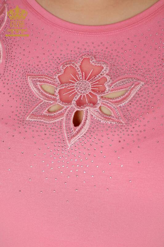 Hurtownia bluzek damskich w kwiatowe wzory różowa - 78922 | KAZEE