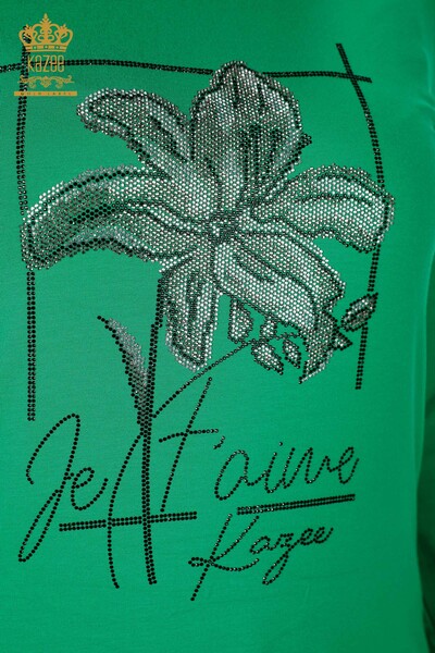 Hurtownia bluzek damskich w kwiatowe wzory w kolorze zielonym - 79014 | KAZEE - Thumbnail