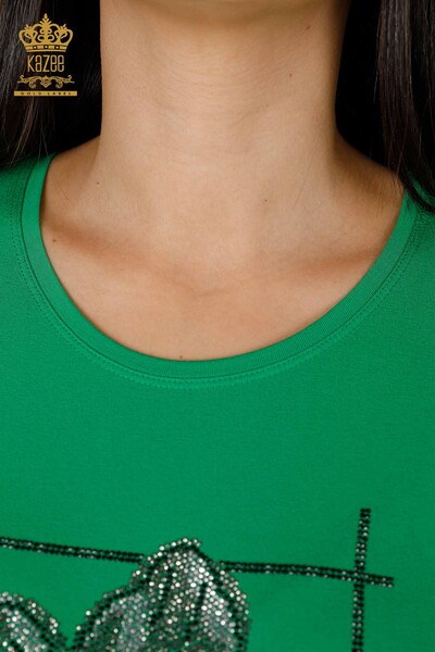 Hurtownia bluzek damskich w kwiatowe wzory w kolorze zielonym - 79014 | KAZEE - Thumbnail