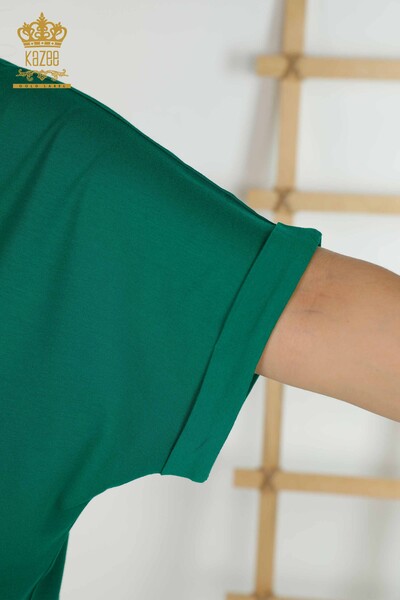 Hurtownia bluzek damskich w liście w kolorze zielonym - 79319 | KAZEE - Thumbnail