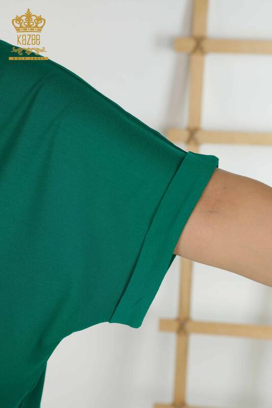 Hurtownia bluzek damskich w liście w kolorze zielonym - 79319 | KAZEE