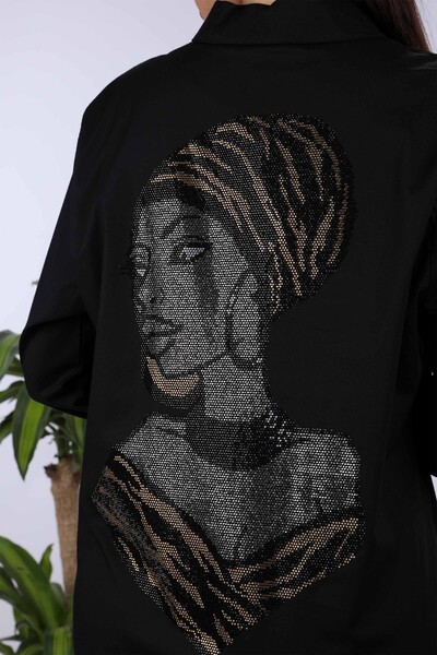 Hurtownia koszul damskich z kieszenią i figurką kobiety z kryształowym kamieniem - 20114 | KAZEE - Thumbnail