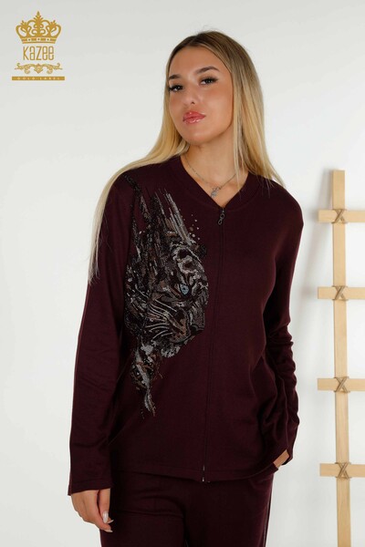 Hurtownia dresów damskich, śliwka w panterkę - 16660 | KAZEE - Kazee (1)