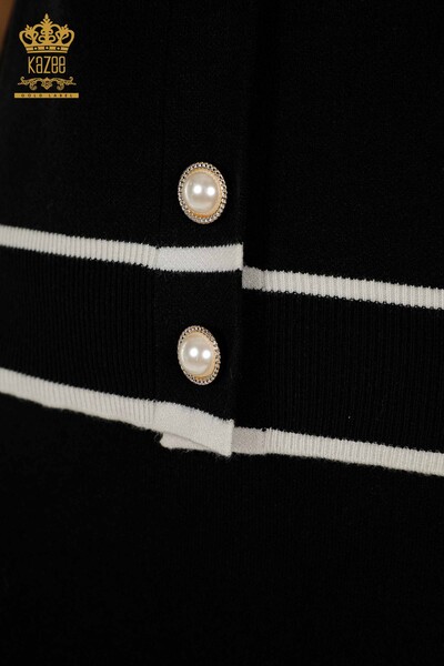 Hurtownia damskiego dwuczęściowego garnituru z guzikami i kieszenią w kolorze czarnym ecru - 30303 | KAZEE - Thumbnail