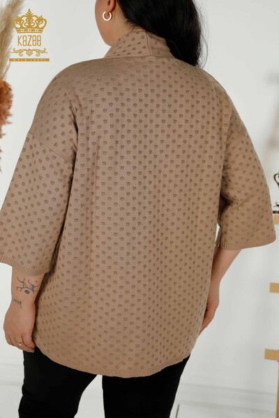 Hurtownia kardiganu damskiego z kieszeniami Beżowy - 30056 | KAZEE - 7