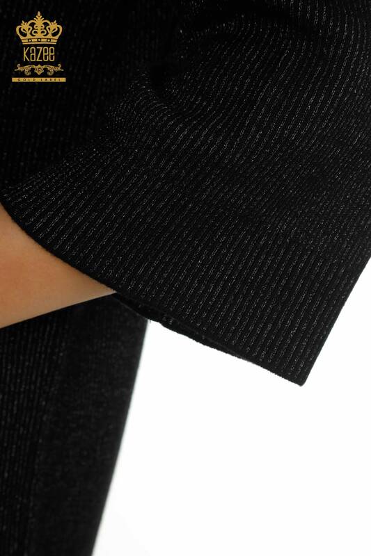 Hurtownia kardiganu damskiego w kolorze czarnym z brokatem przejściowym - 30135 | KAZEE