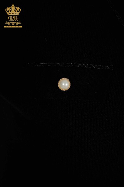 Hurtownia damskiego kardiganu z guzikami szczegółowymi w kolorze czarnym - 30366 | KAZEE - Thumbnail
