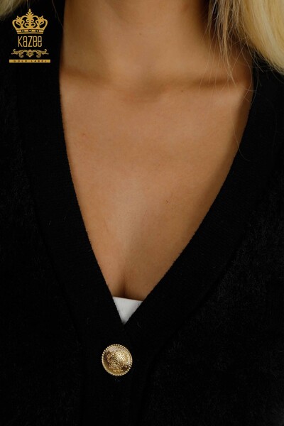 Hurtownia damskiego kardiganu z guzikami szczegółowymi w kolorze czarnym - 30626 | KAZEE - Thumbnail (2)