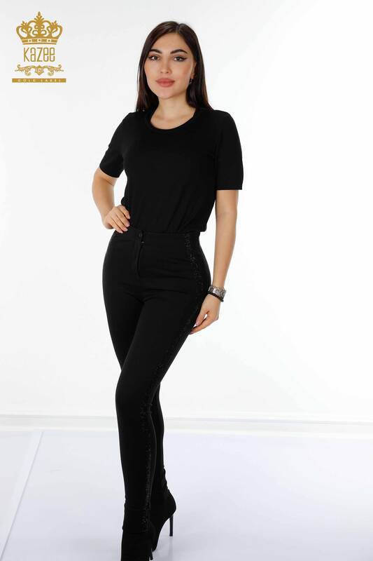 Hurtownia spodni legginsowych damskich czarnych - 3425 | KAZEE