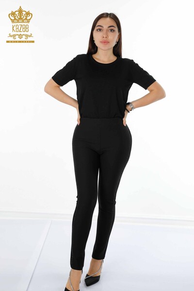 Hurtownia spodni legginsowych damskich czarnych - 3475 | KAZEE - Thumbnail