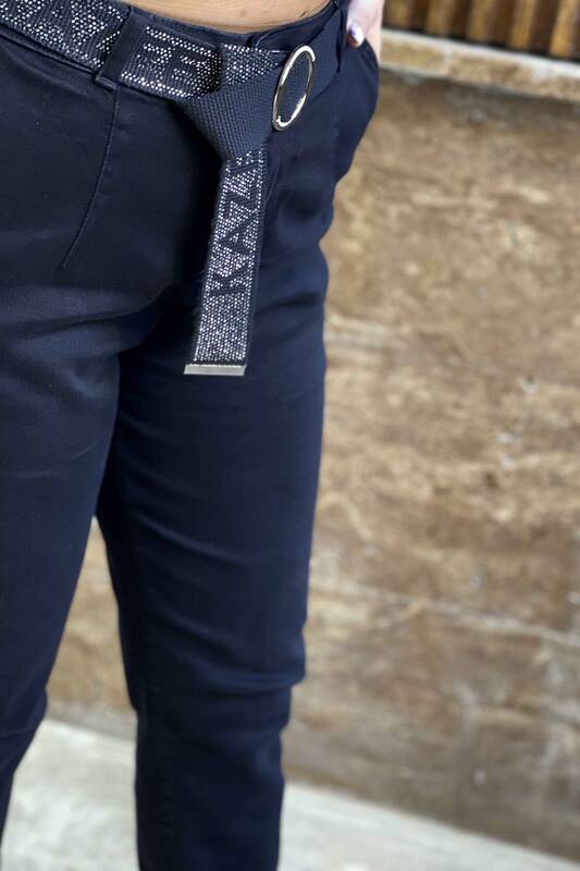 Hurtownia spodni damskich legginsów z haftowanym kamiennym paskiem - 3369 | kaze