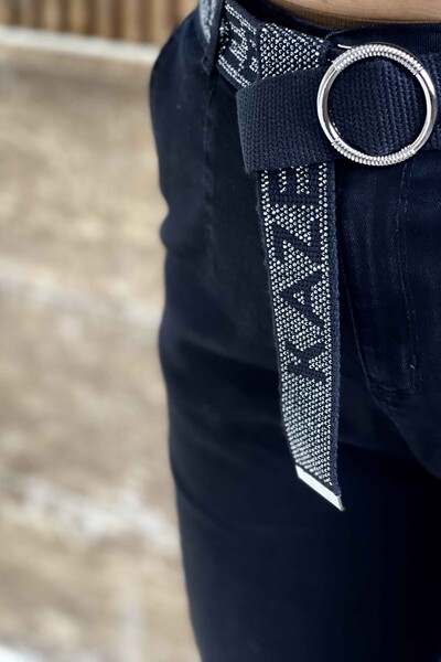 Hurtownia spodni damskich legginsów z haftowanym kamiennym paskiem - 3369 | kaze - Thumbnail