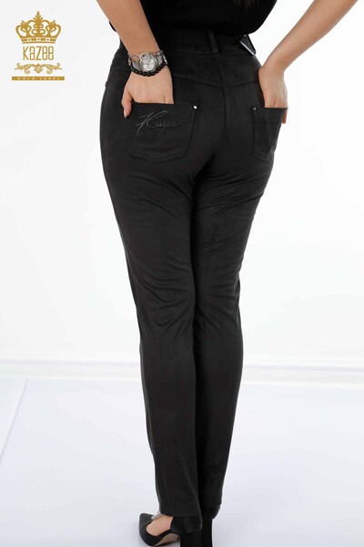 Hurtownia jeansów damskich czarnych z paskiem - 3358 | KAZEE - Thumbnail