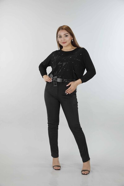 Kazee - Hurtownia spodni damskich z kieszeniami i paskiem - 3373 | KAZEE