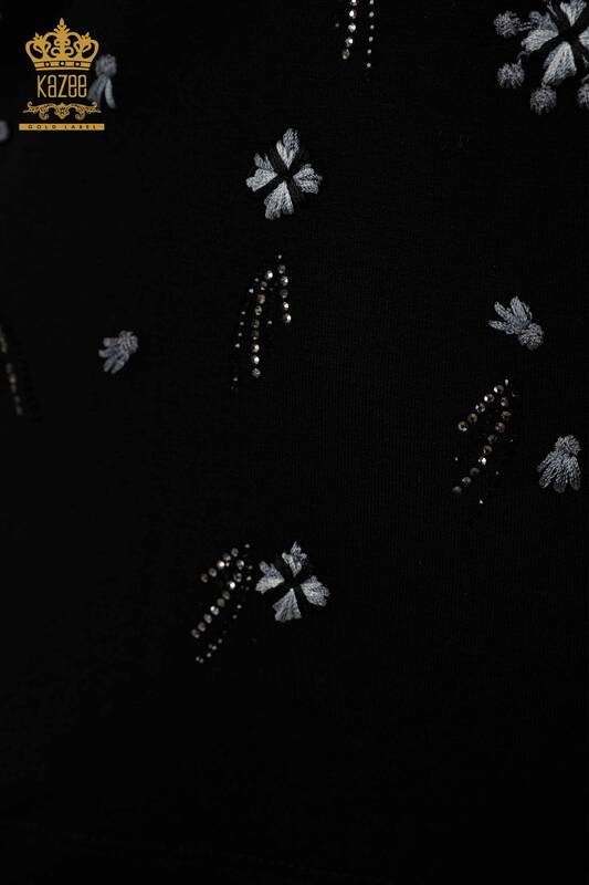 Hurtownia bluzek damskich z tiulowymi detalami w kolorze czarnym - 79133 | KAZEE