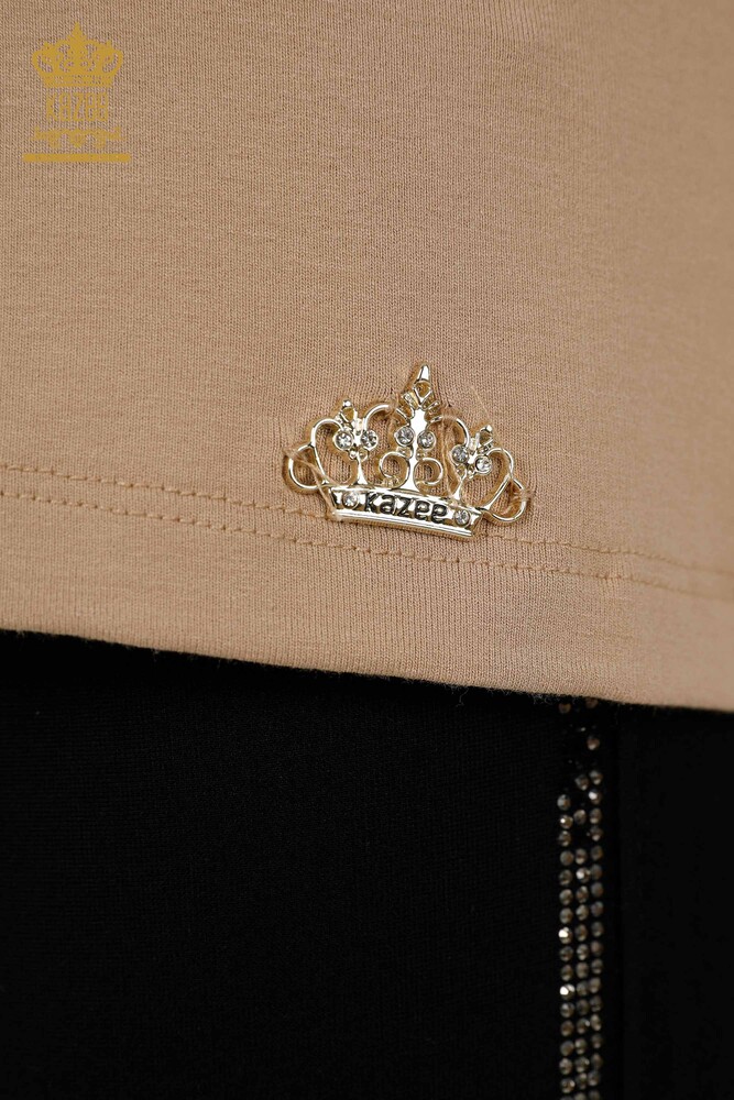 Hurtownia bluzek damskich basic beżowa - 79219 | KAZEE - 5