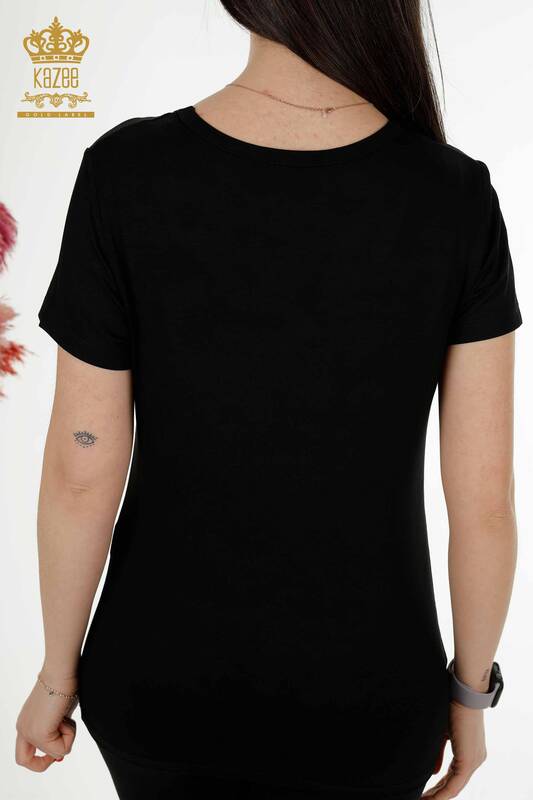 Hurtownia bluzek damskich Basic Logo czarna - 79177 | KAZEE