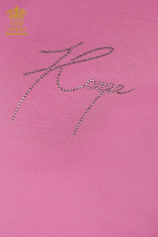 Hurtownia bluzek damskich z haftowanym kamieniem liliowym- 78918 | KAZEE