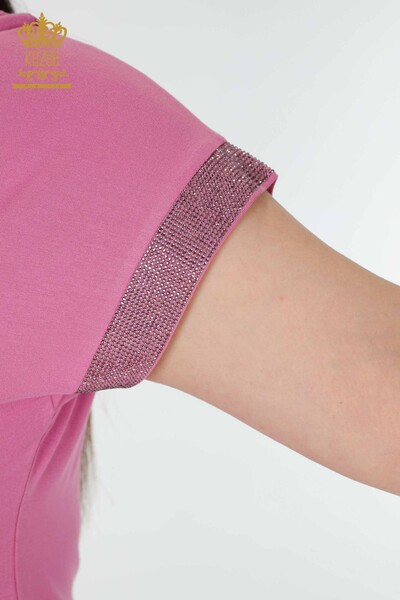 Hurtownia bluzek damskich z haftowanym kamieniem liliowym- 78918 | KAZEE - Thumbnail