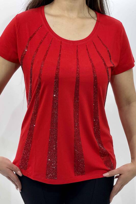 Hurtownia bluzek damskich Crystal Stone Plus Size z krótkim rękawem - 77765 | kazee