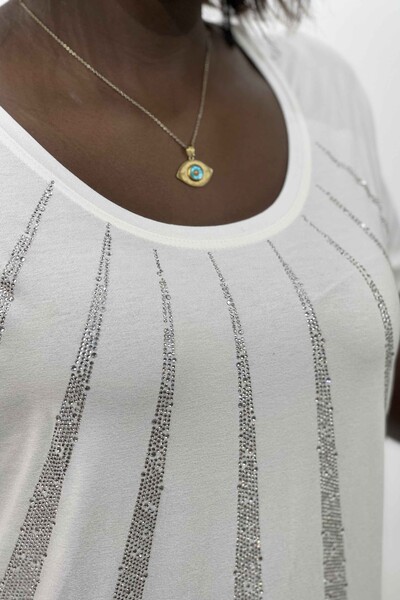 Hurtownia bluzek damskich Crystal Stone Plus Size z krótkim rękawem - 77765 | kazee - Thumbnail