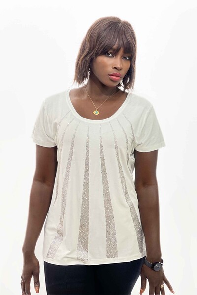 Hurtownia bluzek damskich Crystal Stone Plus Size z krótkim rękawem - 77765 | kazee - Thumbnail