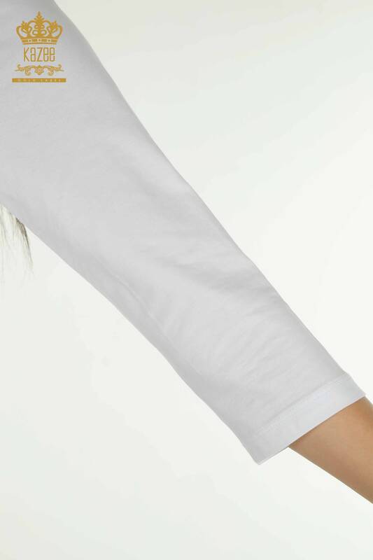 Hurtownia bluzek damskich - Haftowane Róże - biała - 79867 | KAZEE