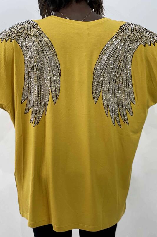 Hurtownia bluzek damskich ze skrzydełkami i szczegółowym okrągłym dekoltem - 77797 | kazee