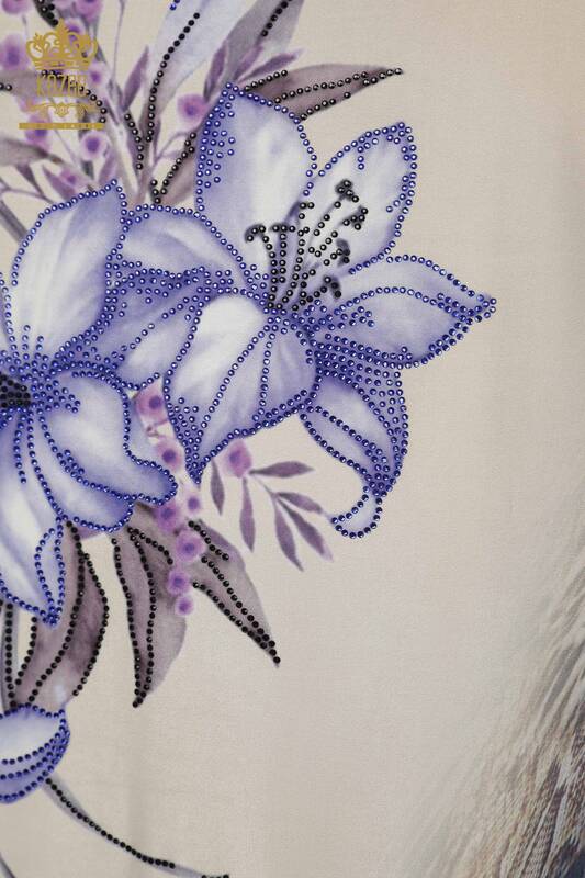 Hurtownia bluzek damskich w kwiatowe wzory beżowa - 77769 | KAZEE