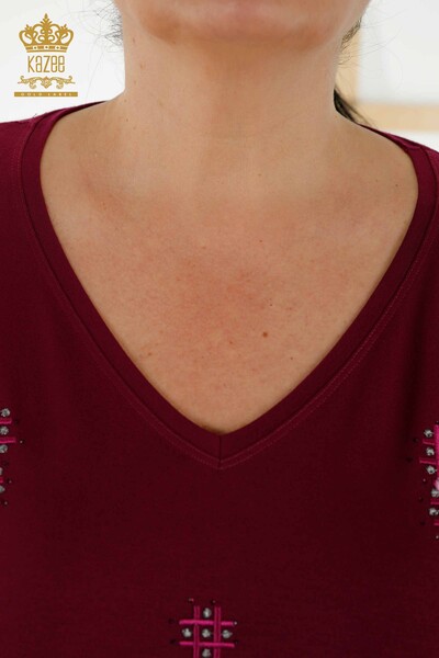 Hurtownia bluzek damskich w kwiatowe wzory liliowa - 78879 | KAZEE - Thumbnail