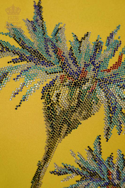 Hurtownia bluzek damskich w kwiatowe wzory w kolorze żółtym - 79369 | KAZEE