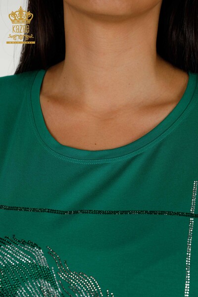 Hurtownia bluzek damskich w liście w kolorze zielonym - 78878 | KAZEE - Thumbnail