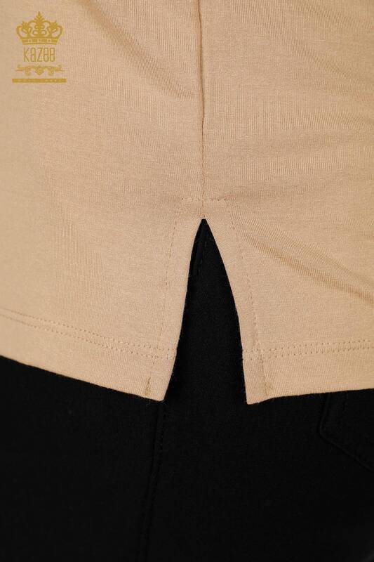 Hurtownia bluzek damskich w liście w kolorze beżowym - 77913 | KAZEE