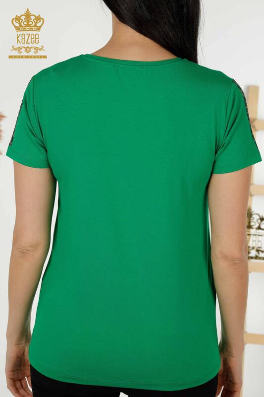 Hurtownia bluzek damskich w panterkę w kolorze zielonym - 78942 | KAZEE