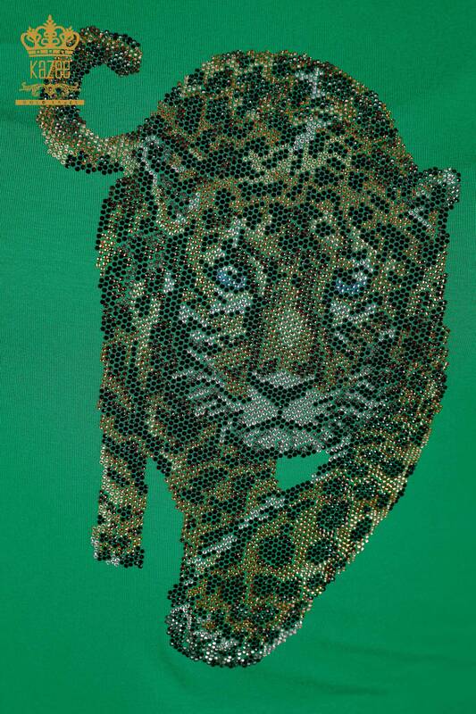 Hurtownia bluzek damskich w tygrysi wzór zielony - 79050 | KAZEE