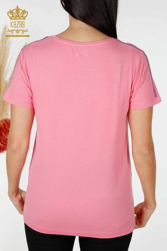 Hurtownia bluzek damskich wzorzystych różowych - 78925 | KAZEE