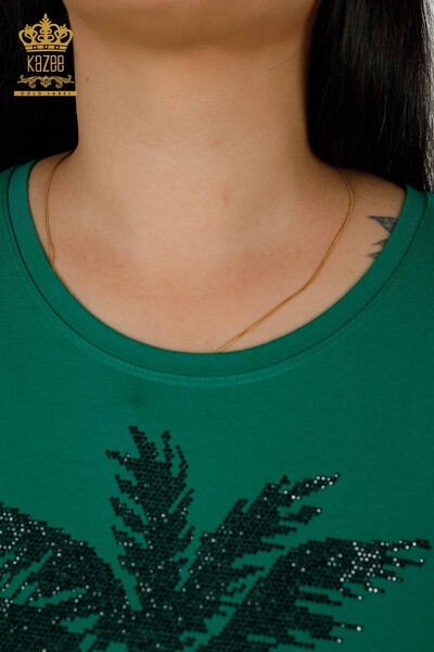 Hurtownia bluzek damskich we wzorzyste zielone - 79325 | KAZEE - Thumbnail
