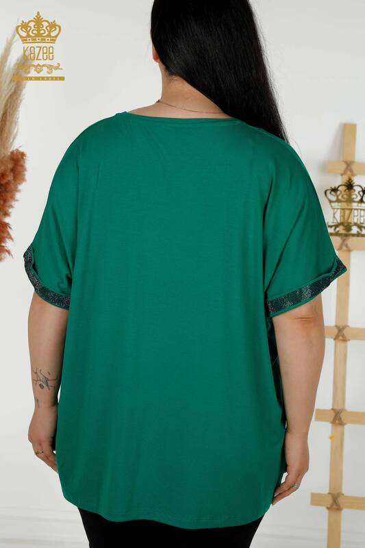 Hurtownia bluzek damskich we wzorzyste zielone - 79325 | KAZEE