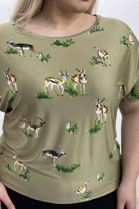 Hurtownia bluzek damskich z cyfrowym nadrukiem postaci zwierząt - 77689 | kazee