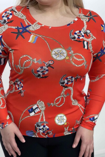 Hurtownia bluzek damskich z długim rękawem w cyfrowe wzory - 77768 | KAZEE - Thumbnail
