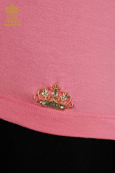 Hurtownia bluzek damskich z krótkim rękawem Basic Pink - 79287 | KAZEE - Thumbnail