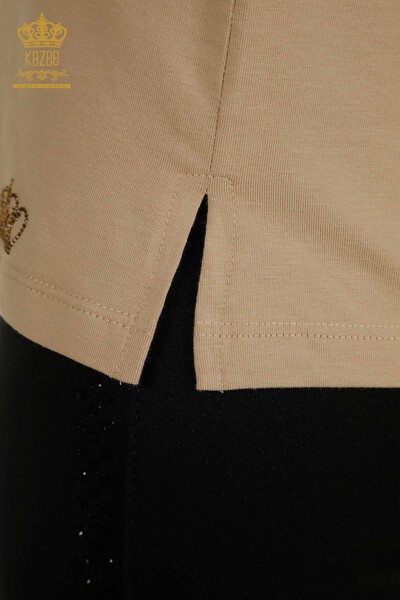 Hurtownia bluzek damskich - Z krótkim rękawem - beżowa - 79563 | KAZEE - Thumbnail