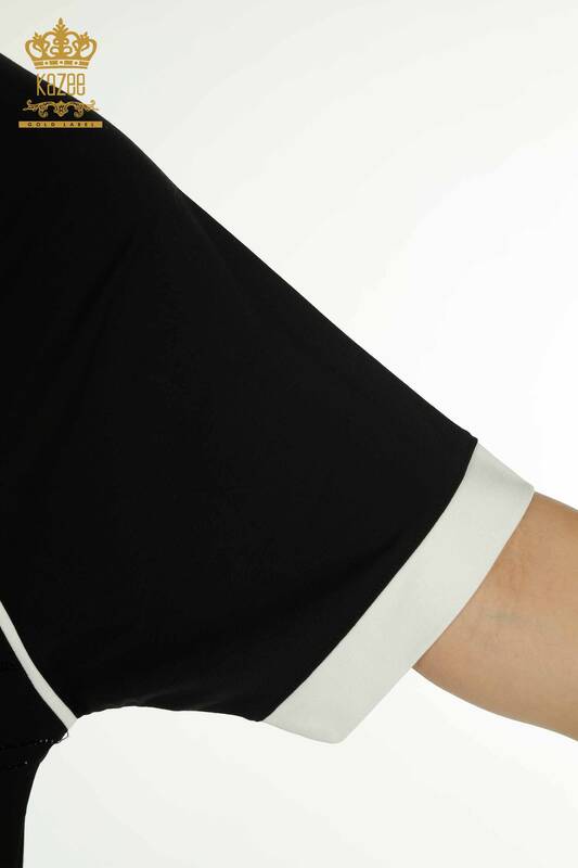 Hurtownia bluzek damskich Z Krótkim rękawem, czarna - 79512 | KAZEE