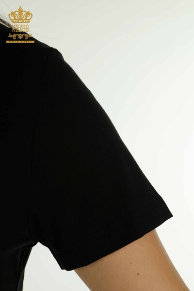 Hurtownia bluzek damskich - Z krótkim rękawem - czarna - 79561 | KAZEE - Thumbnail