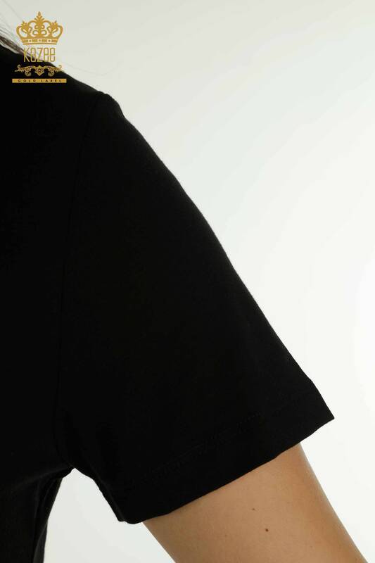 Hurtownia bluzek damskich - Z krótkim rękawem - czarna - 79561 | KAZEE