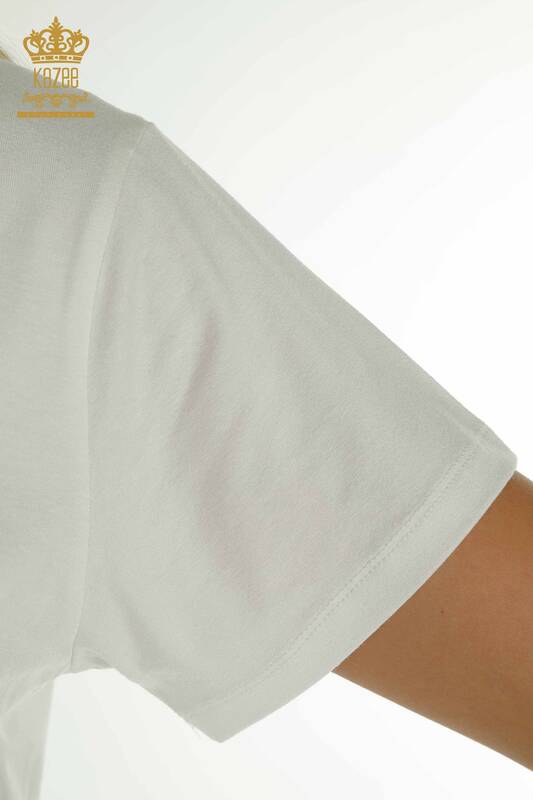 Hurtownia bluzek damskich z krótkim rękawem ecru - 79239 | KAZEE